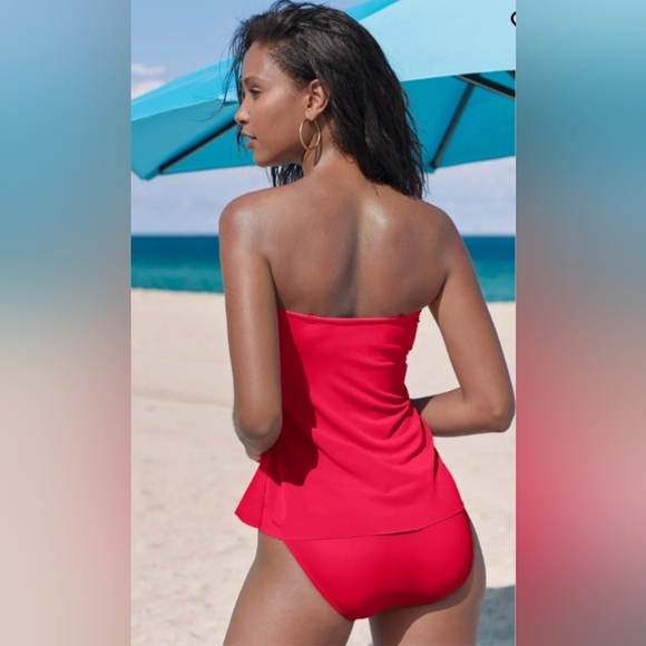 Venus Classic Bandeau Red Tankini Top, Size 6 - Picture 4 of 13